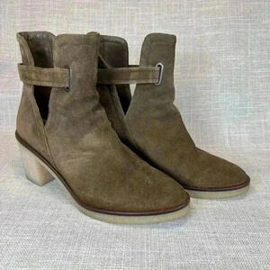 Anthro Hoss Intropia brown suede ankle boots boho slip on size 38‎ (8) FLAW